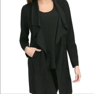 NWT Adrienne Vittadini suede look open front jacket